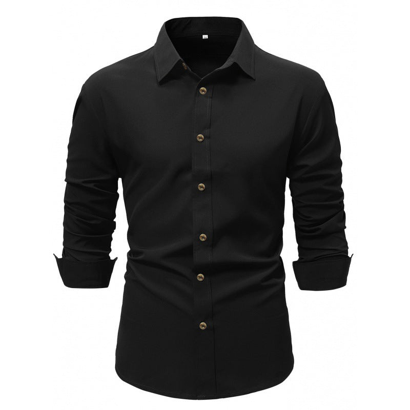 Chemise Homme à Manches Longues Couleur Unie - Élégance Business et Décontractée.