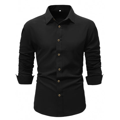 Chemise Homme à Manches Longues Couleur Unie - Élégance Business et Décontractée.