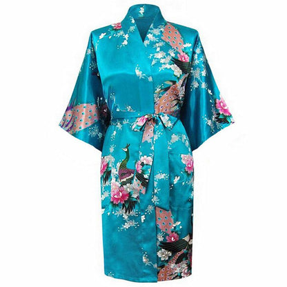 Kimono Satin Femme - Peignoir Élégant à Motifs Floraux.