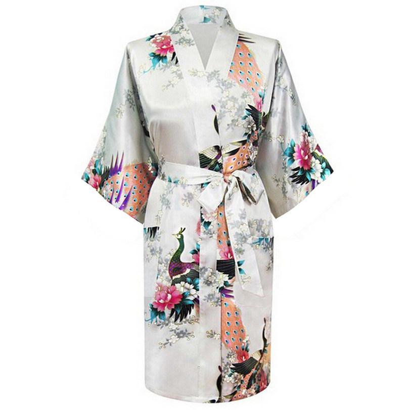 Kimono Satin Femme - Peignoir Élégant à Motifs Floraux.