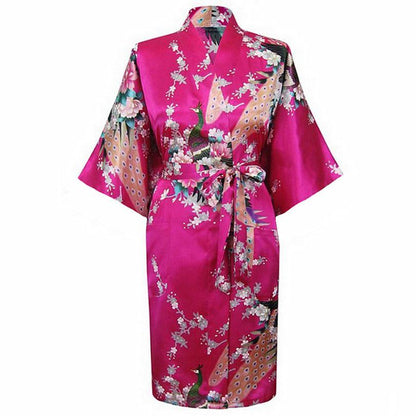 Kimono Satin Femme - Peignoir Élégant à Motifs Floraux.