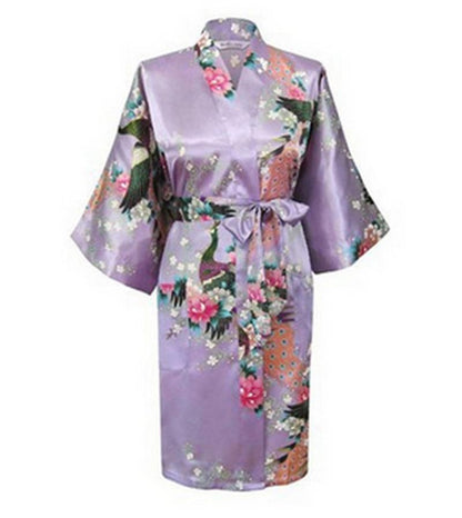 Kimono Satin Femme - Peignoir Élégant à Motifs Floraux.