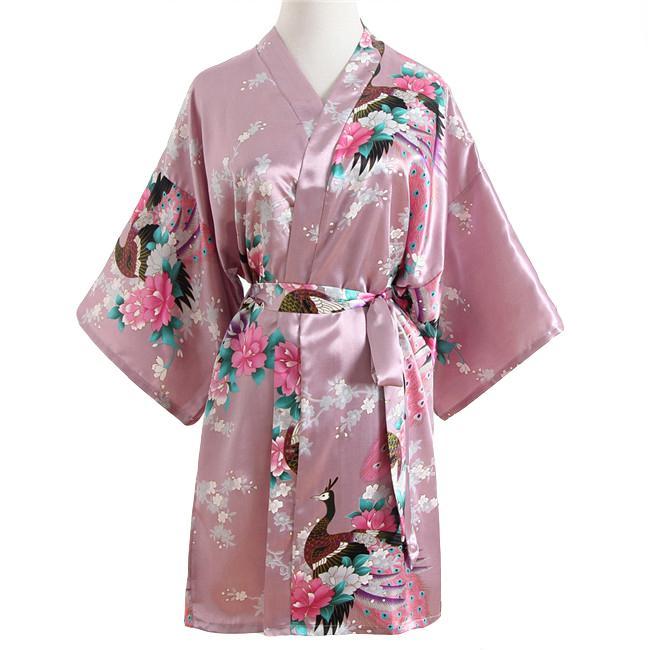 Kimono Satin Femme - Peignoir Élégant à Motifs Floraux.