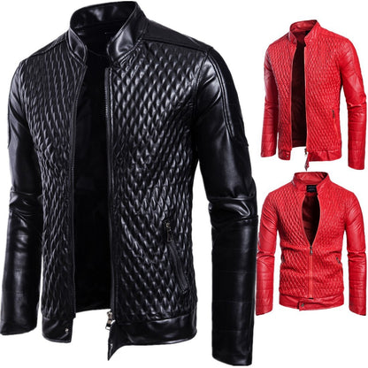 Blouson en Similicuir Noir Matelassé Homme.