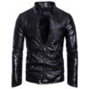 Blouson en Similicuir Noir Matelassé Homme.