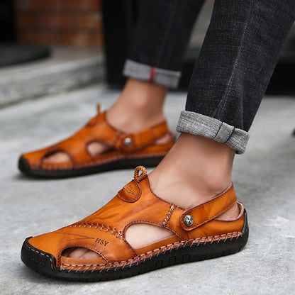 Sandales d'été en cuir véritable pour hommes – Style, confort et qualité pour vos journées estivales.