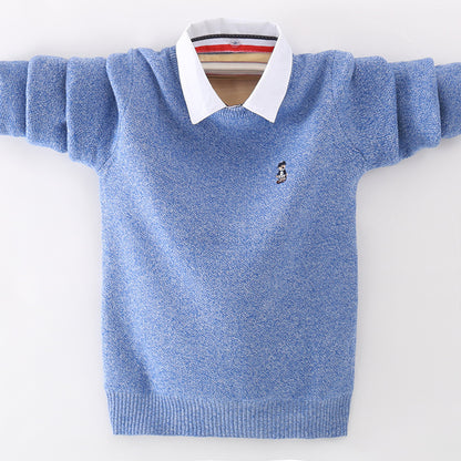 Pull Enfant Élégant avec Col Chemise Intégré