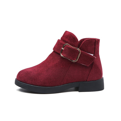 Bottines en daim pour enfants avec boucle ajustable - Style classique