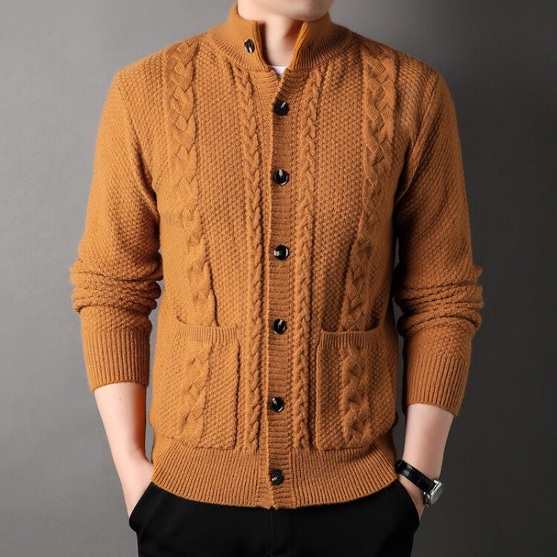 Cardigan en maille torsadée pour homme - Élégance classique et confort moderne.