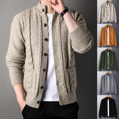 Cardigan en maille torsadée pour homme - Élégance classique et confort moderne.