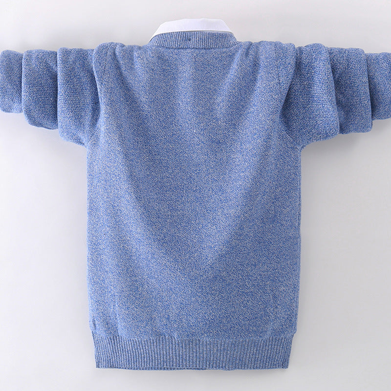 Pull Enfant Élégant avec Col Chemise Intégré