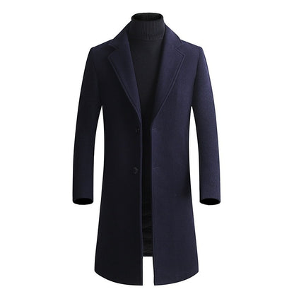 Manteau Long Élégant à Boutonnage Simple pour Homme.