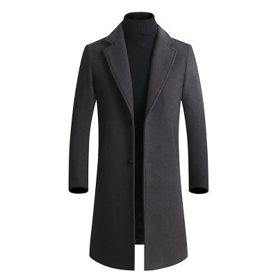 Manteau Long Élégant à Boutonnage Simple pour Homme.