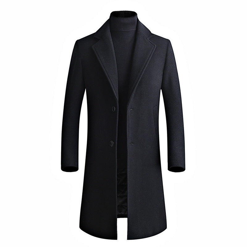 Manteau Long Élégant à Boutonnage Simple pour Homme.