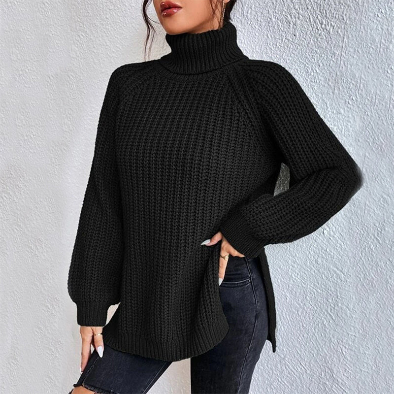 Pull-over à col roulé en tricot pour femme - Style décontracté et moderne