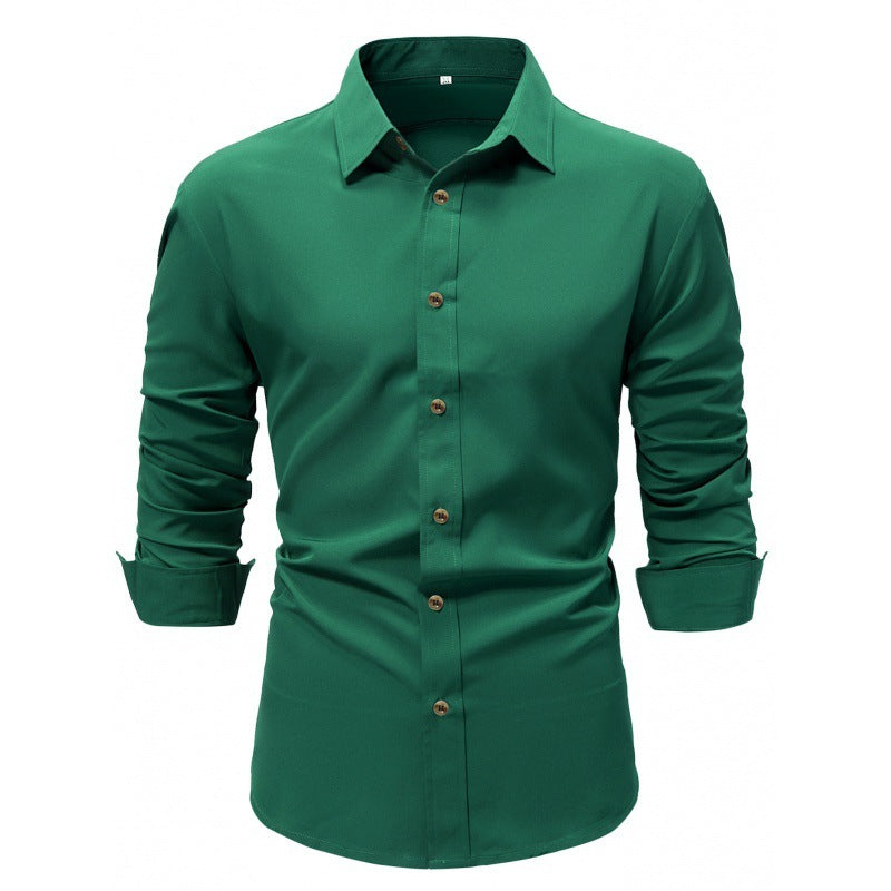 Chemise Homme à Manches Longues Couleur Unie - Élégance Business et Décontractée.