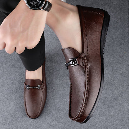 Chaussures décontractées en cuir véritable pour hommes – Semelle souple et qualité supérieure.