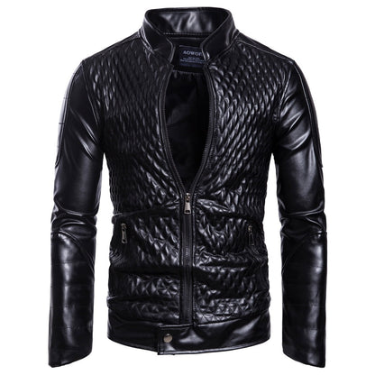 Blouson en Similicuir Noir Matelassé Homme.