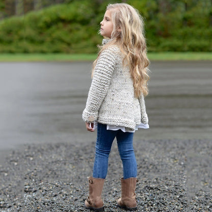 Cardigan Tricoté pour Filles - Col Montant, Automne et Hiver