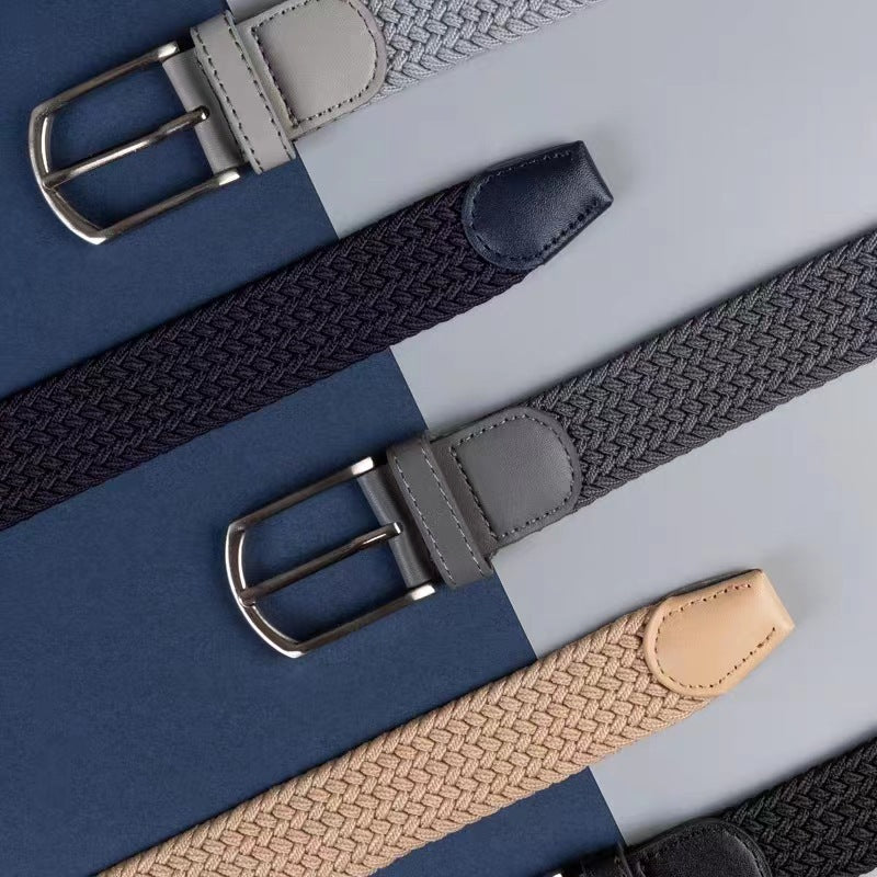 Ceinture Décontractée en Toile Tressée Extensible pour Hommes - Style Rétro et Élégance