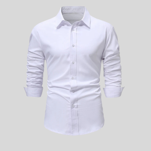 Chemise Homme à Manches Longues Couleur Unie - Élégance Business et Décontractée.