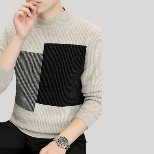 Pull homme à motifs géométriques - Élégance moderne et style minimaliste.