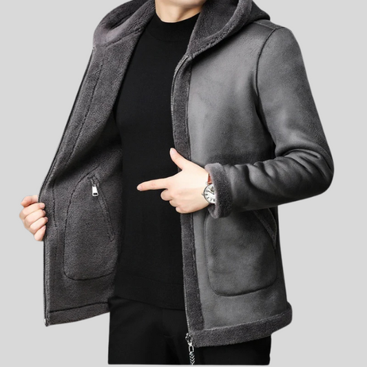 Veste en laine d'agneau pour homme – Style élégant et chaud pour l'âge moyen