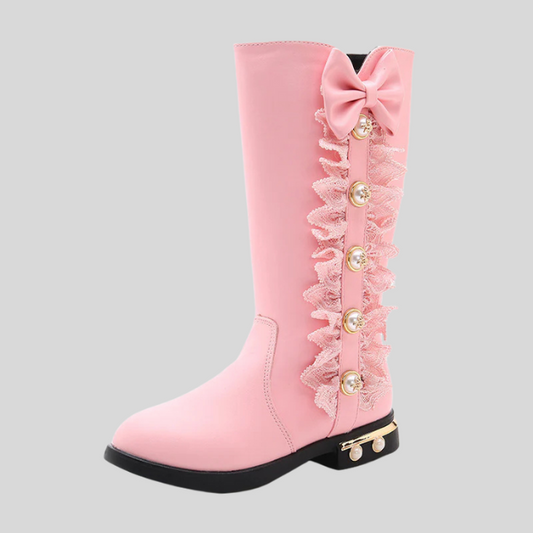 Bottes élégantes pour filles avec nœud et dentelle - Style Velvet