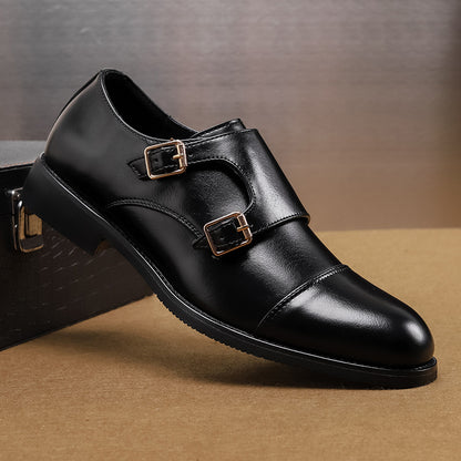 Chaussures habillées pour hommes à double boucle en cuir – Élégance intemporelle