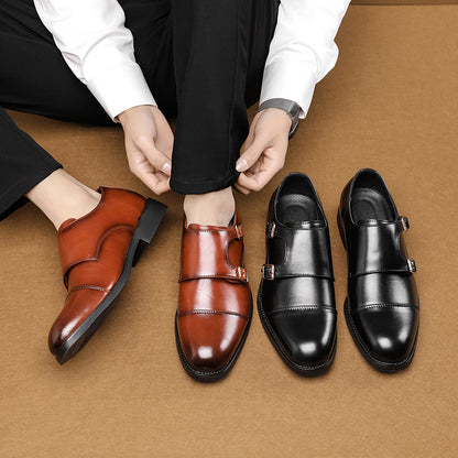 Chaussures habillées pour hommes à double boucle en cuir – Élégance intemporelle