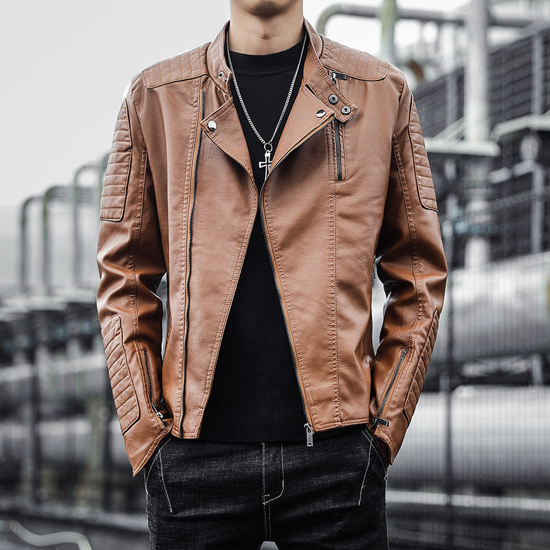 Blouson Biker en Similicuir Noir pour Homme.