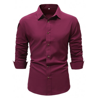 Chemise Homme à Manches Longues Couleur Unie - Élégance Business et Décontractée.