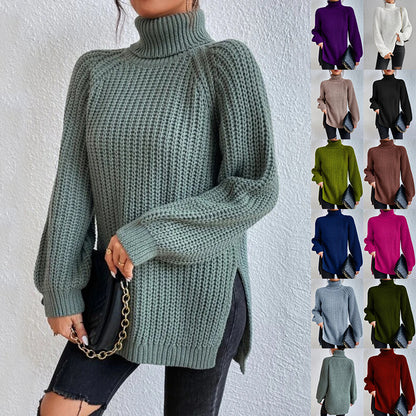 Pull-over à col roulé en tricot pour femme - Style décontracté et moderne