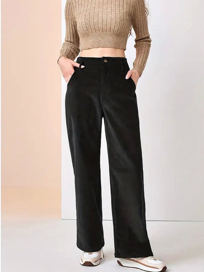 Pantalon Large en Velours Côtelé pour Femme - Élégance et Confort.