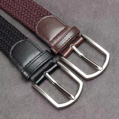 Ceinture Décontractée en Toile Tressée Extensible pour Hommes - Style Rétro et Élégance