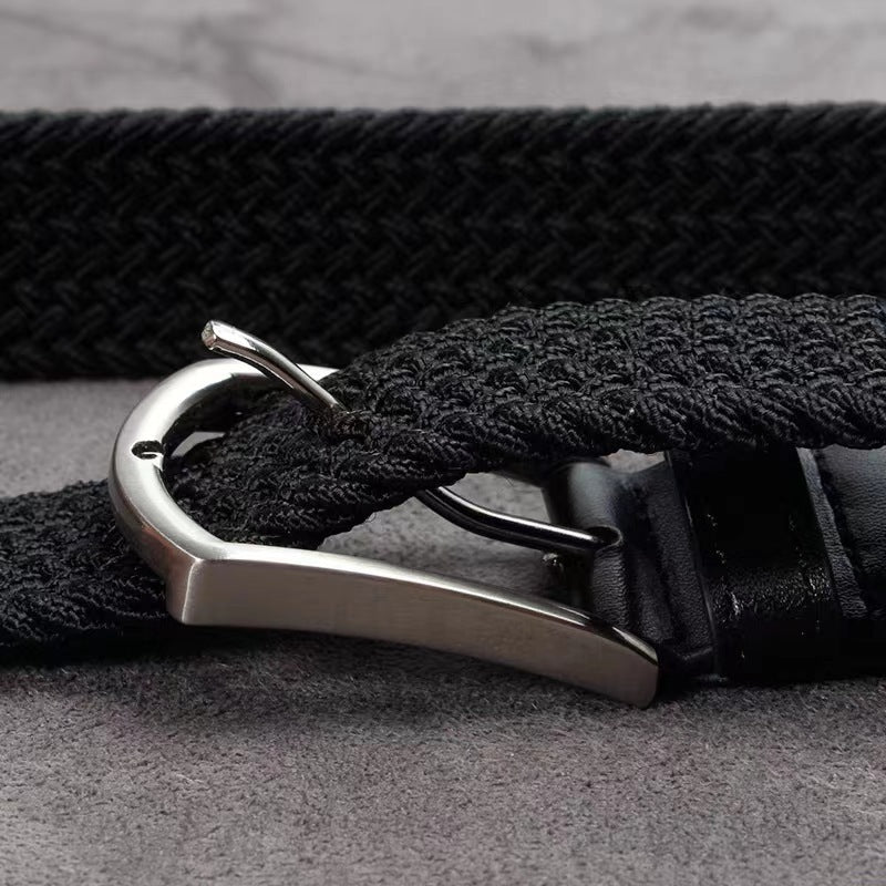 Ceinture Décontractée en Toile Tressée Extensible pour Hommes - Style Rétro et Élégance