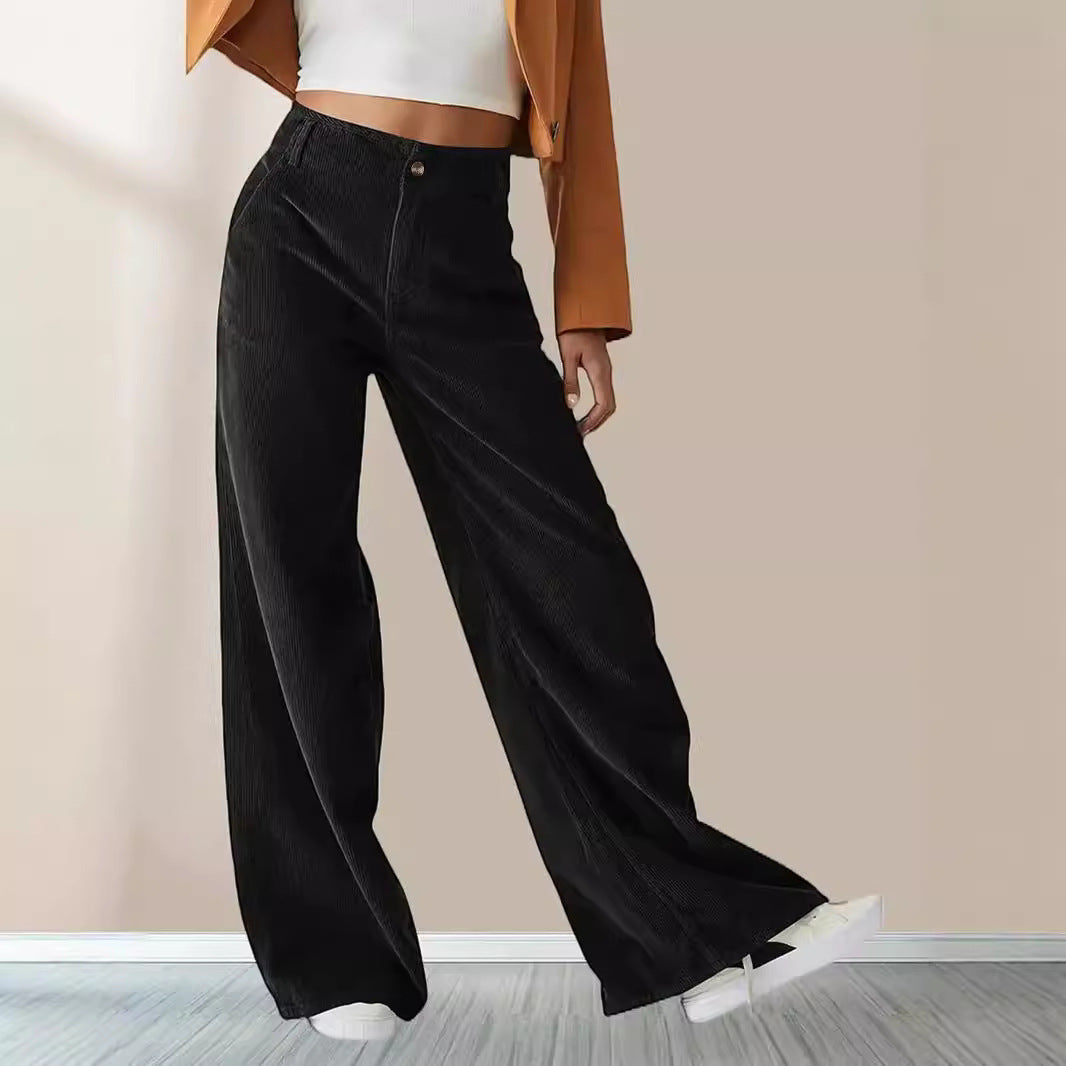 Pantalon Large en Velours Côtelé pour Femme - Élégance et Confort.