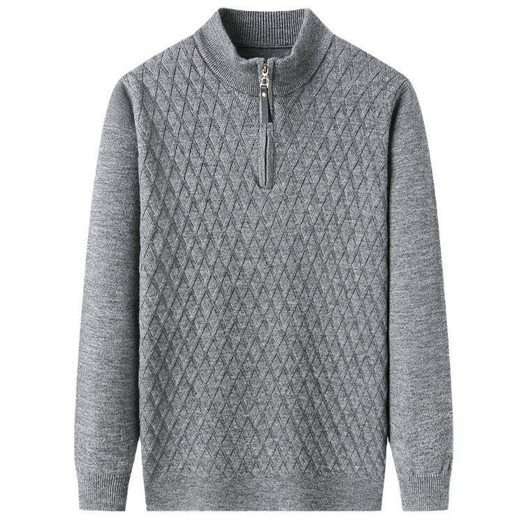 Pull Zippé à Col Montant en Maille losangée – Élégance et Confort pour Toutes Occasions.