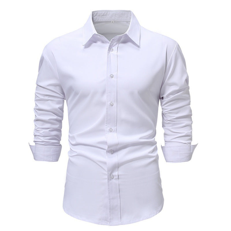 Chemise Homme à Manches Longues Couleur Unie - Élégance Business et Décontractée.