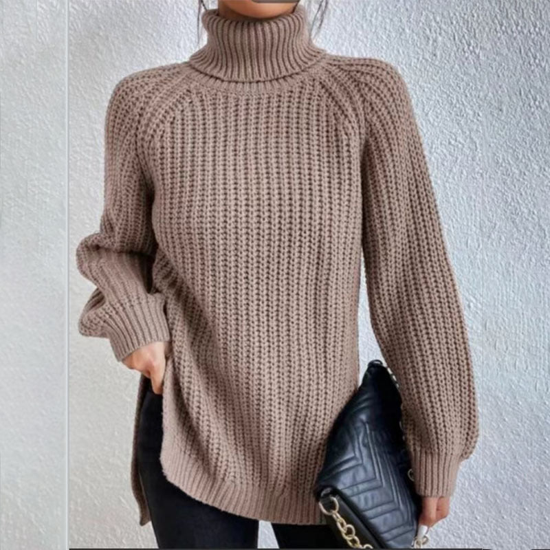 Pull-over à col roulé en tricot pour femme - Style décontracté et moderne