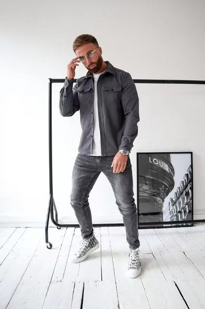 Chemise Casual Homme Jeune - Style Décontracté et Confort Brossé.